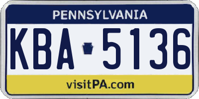 PA license plate KBA5136