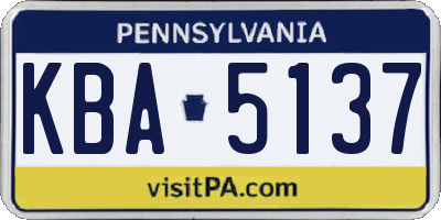 PA license plate KBA5137