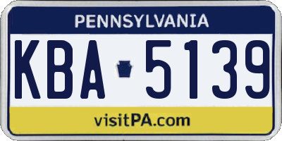 PA license plate KBA5139