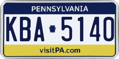 PA license plate KBA5140