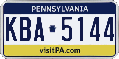 PA license plate KBA5144