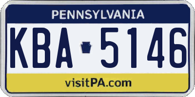 PA license plate KBA5146