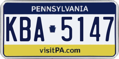 PA license plate KBA5147