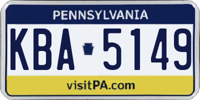 PA license plate KBA5149