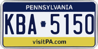 PA license plate KBA5150