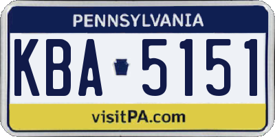 PA license plate KBA5151