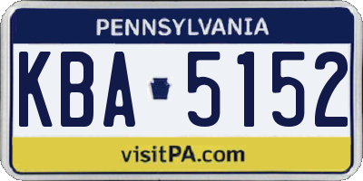 PA license plate KBA5152