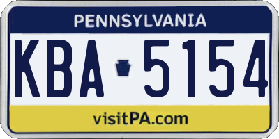 PA license plate KBA5154