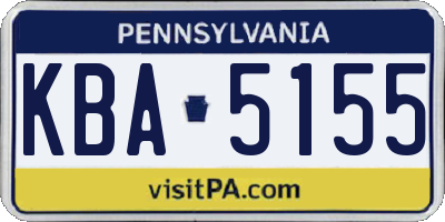 PA license plate KBA5155