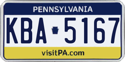PA license plate KBA5167