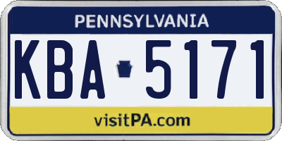 PA license plate KBA5171
