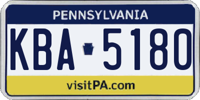 PA license plate KBA5180