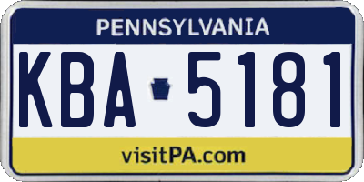 PA license plate KBA5181