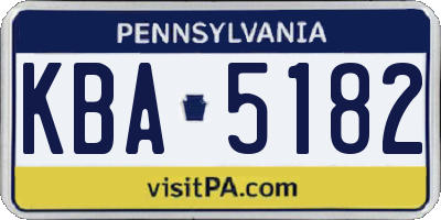 PA license plate KBA5182