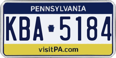 PA license plate KBA5184