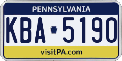 PA license plate KBA5190