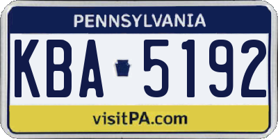 PA license plate KBA5192