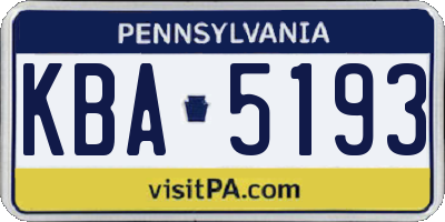 PA license plate KBA5193