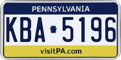 PA license plate KBA5196