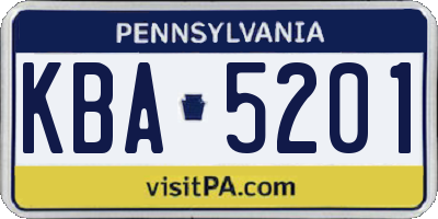 PA license plate KBA5201