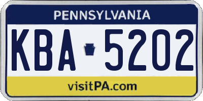 PA license plate KBA5202