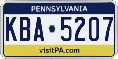 PA license plate KBA5207