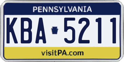 PA license plate KBA5211
