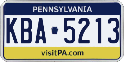 PA license plate KBA5213