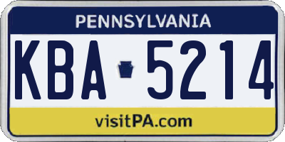 PA license plate KBA5214