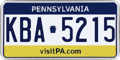 PA license plate KBA5215