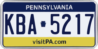 PA license plate KBA5217