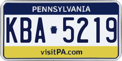 PA license plate KBA5219