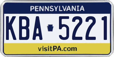 PA license plate KBA5221