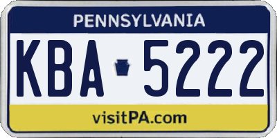 PA license plate KBA5222