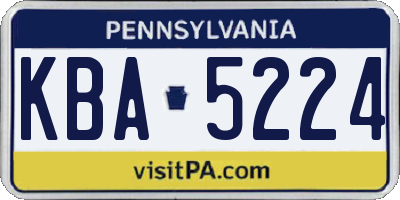 PA license plate KBA5224