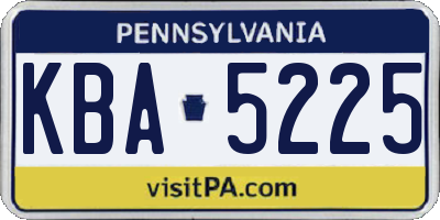 PA license plate KBA5225
