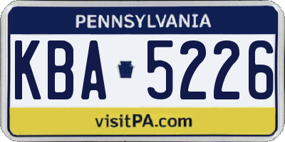 PA license plate KBA5226