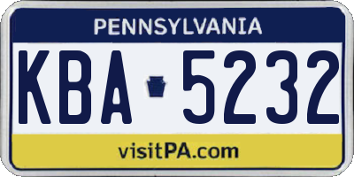 PA license plate KBA5232