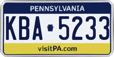 PA license plate KBA5233