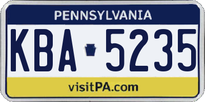 PA license plate KBA5235