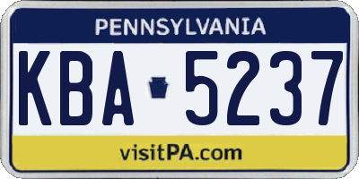 PA license plate KBA5237