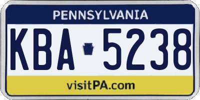 PA license plate KBA5238