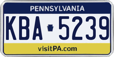 PA license plate KBA5239