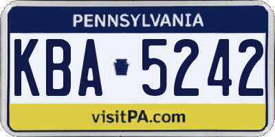 PA license plate KBA5242