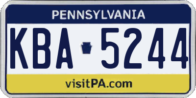 PA license plate KBA5244