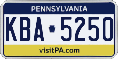 PA license plate KBA5250