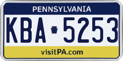PA license plate KBA5253