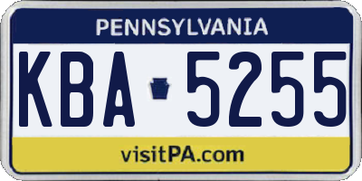 PA license plate KBA5255