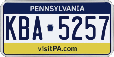 PA license plate KBA5257