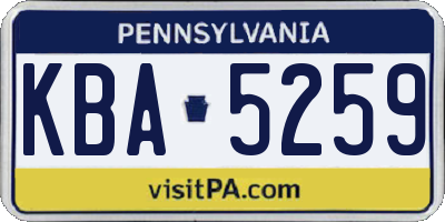 PA license plate KBA5259